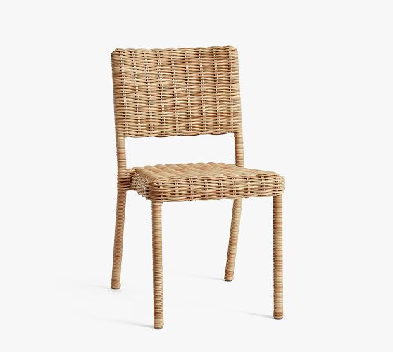 Huntington Wicker Stacking Outdoor Dining Chair | Pottery Barn (US)
