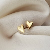 Mini Heart Studs, Gold Little Stud Earrings, Earrings | Etsy (US)