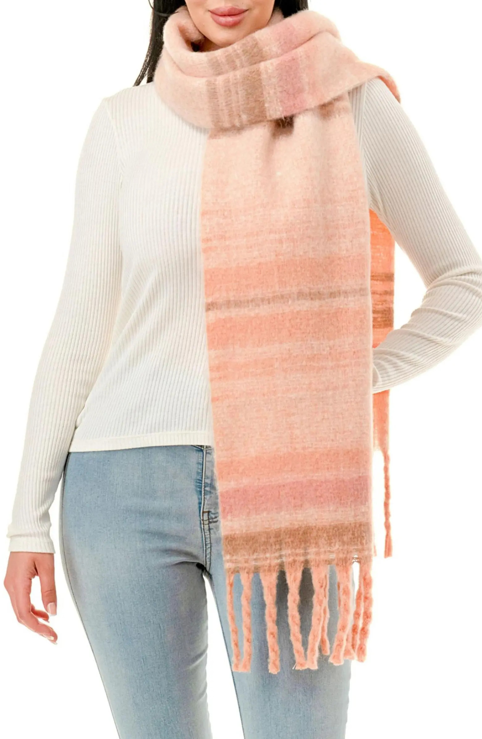 MARCUS ADLER Plaid Fringe Scarf | Nordstromrack | Nordstrom Rack