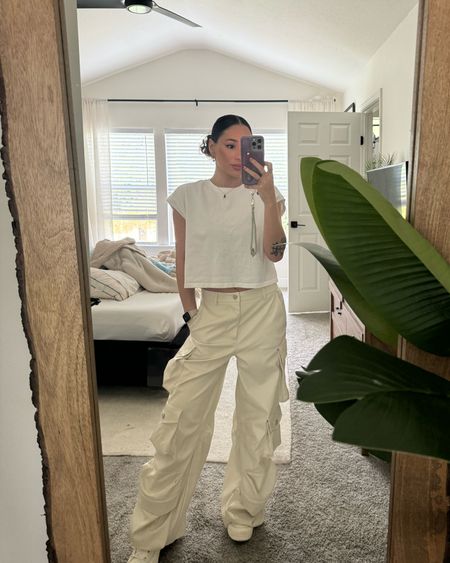 All white outfit cargo pants afrm Zara petite style fashion 

#LTKstyletip #LTKsalealert #LTKSeasonal