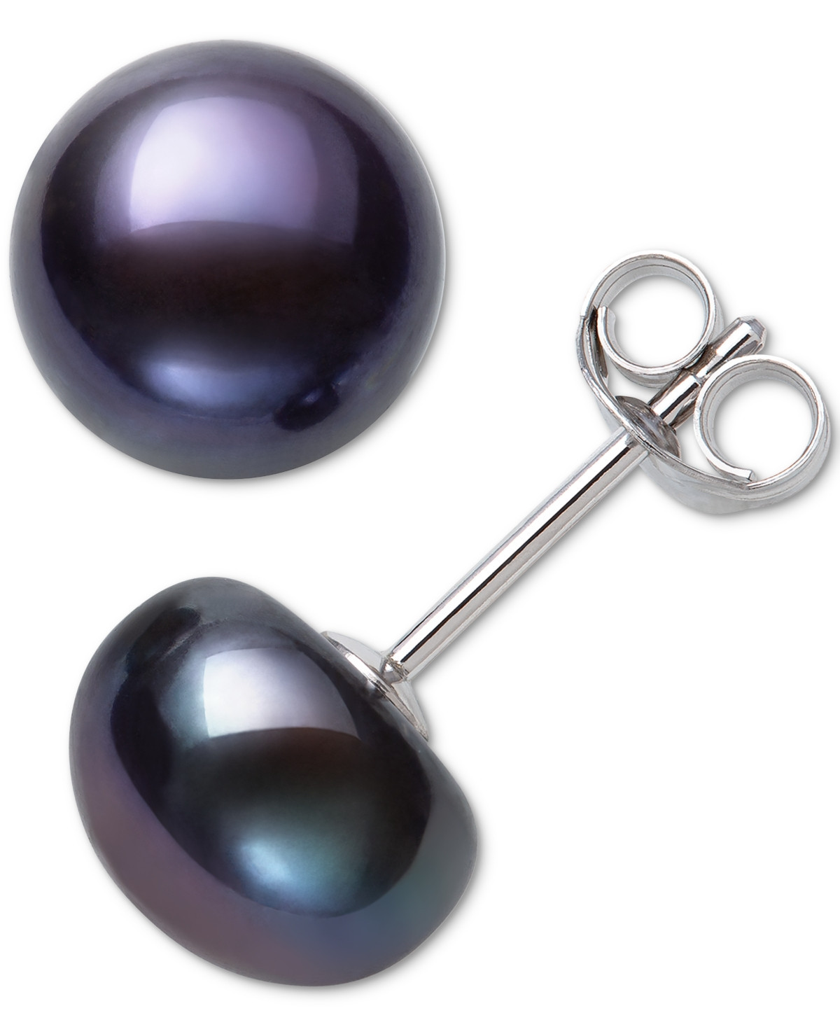 Belle de Mer Cultured Freshwater Button Pearl (8-9mm) Stud Earrings - Black | Macy's