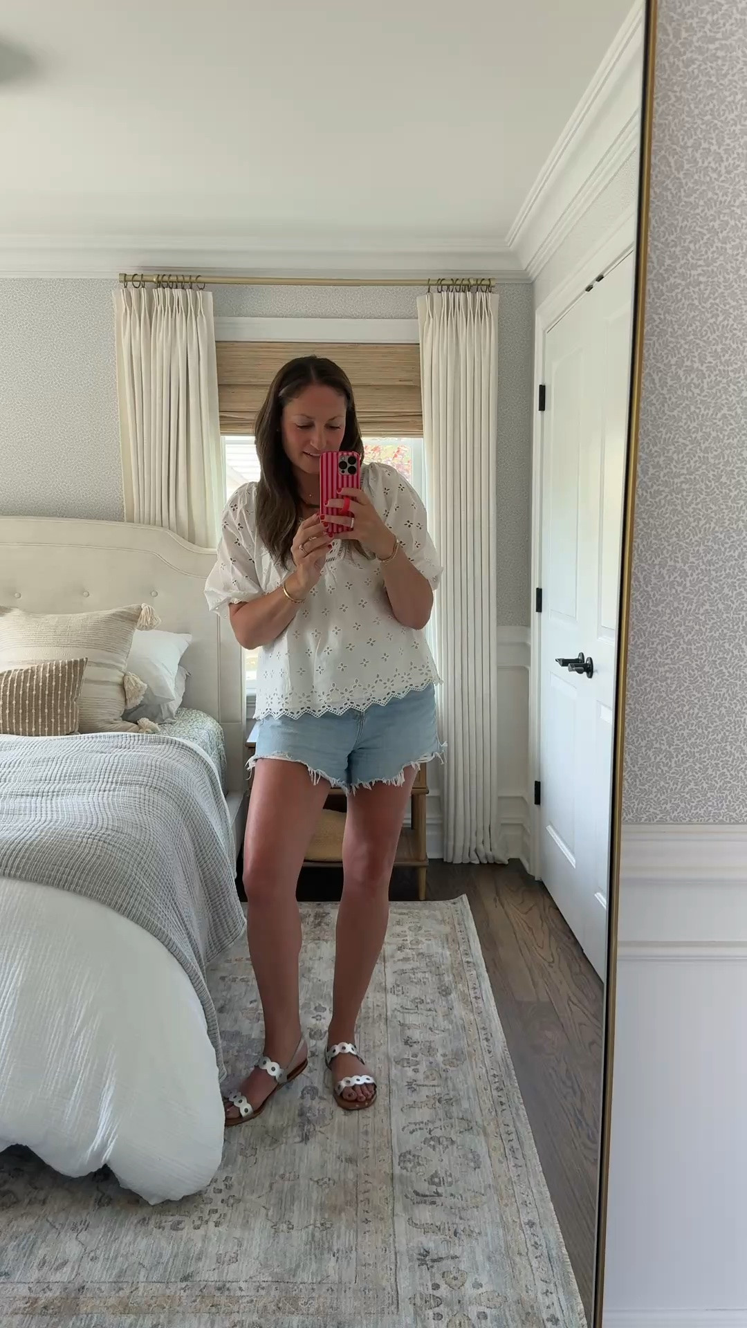Today’s OOTD! The prettiest eyelet top from Marea, Agolde denim shorts and the Larroude sandals ☀️

#LTKootd #LTKdayinmylife #LTKSeasonal