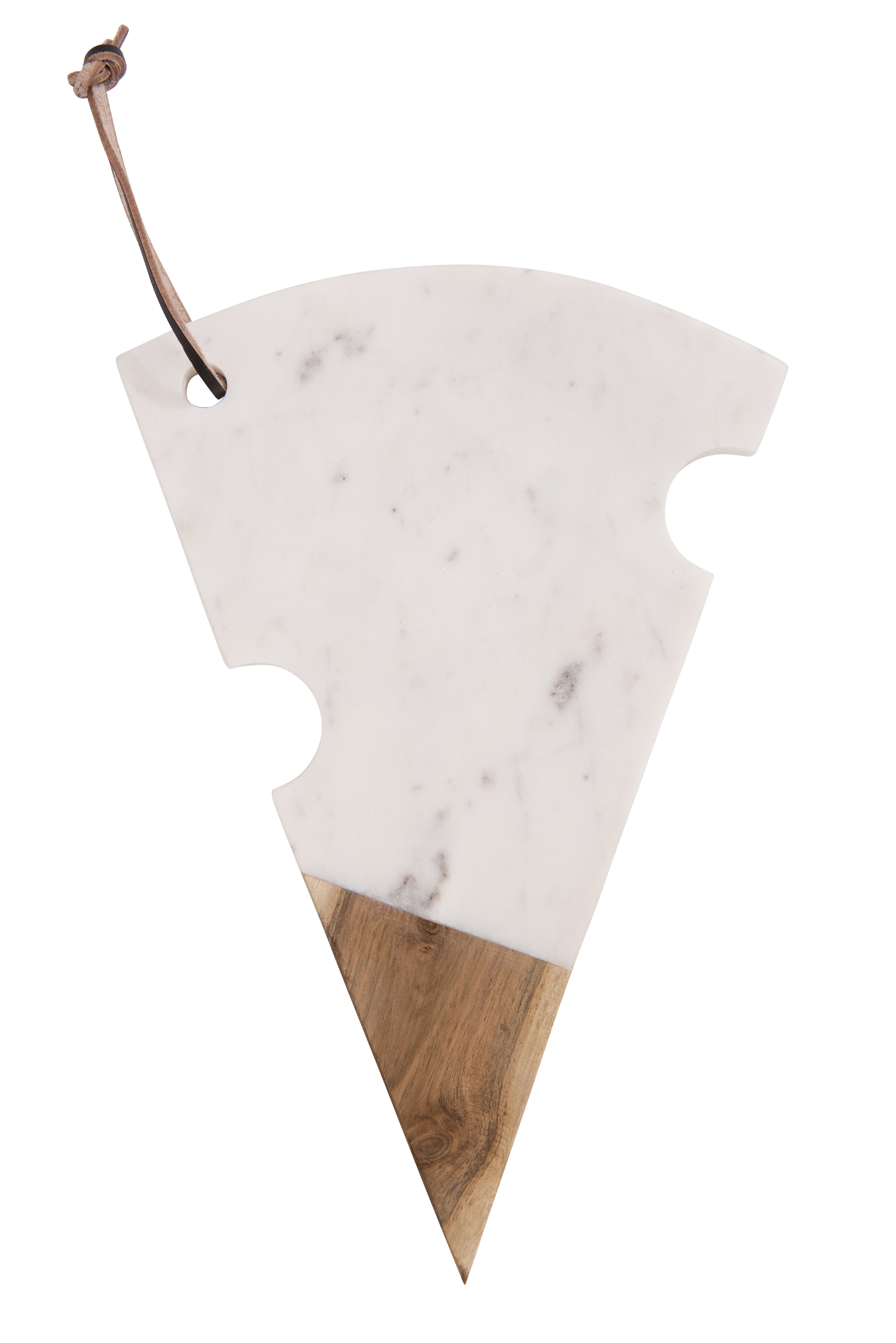 Creative Co-Op Cheese Shaped Cutting Board in White Marble & Acacia Wood | Walmart (US)