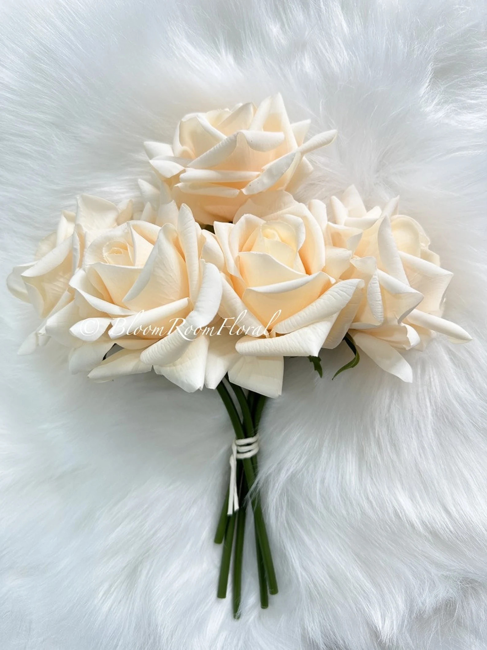 Real Touch Cream Roses (set of 5): Luxury Artificial Flowers - Etsy | Etsy (Global)