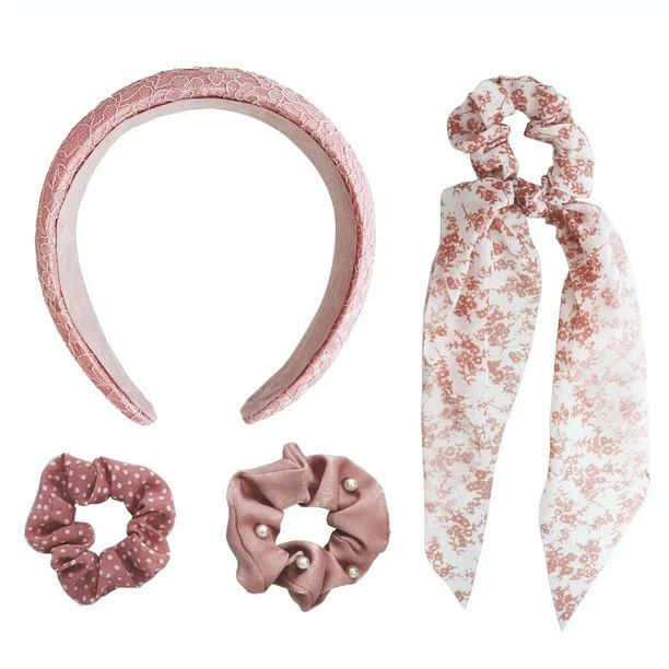 Fashion Headband and Scrunchie Set for Women & Girls, Padded Headband with 3 Fabric Scrunchies, S... | Walmart (US)