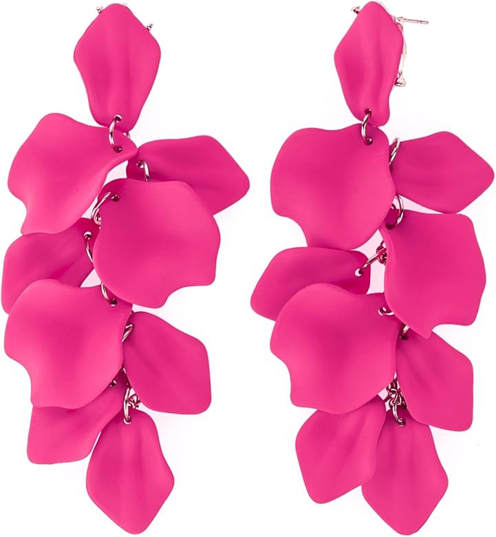 Layered Tassel Bohemian Dangle Earrings, Acrylic Rose Petal Drop Earrings Holiday Festive Costume... | Amazon (US)