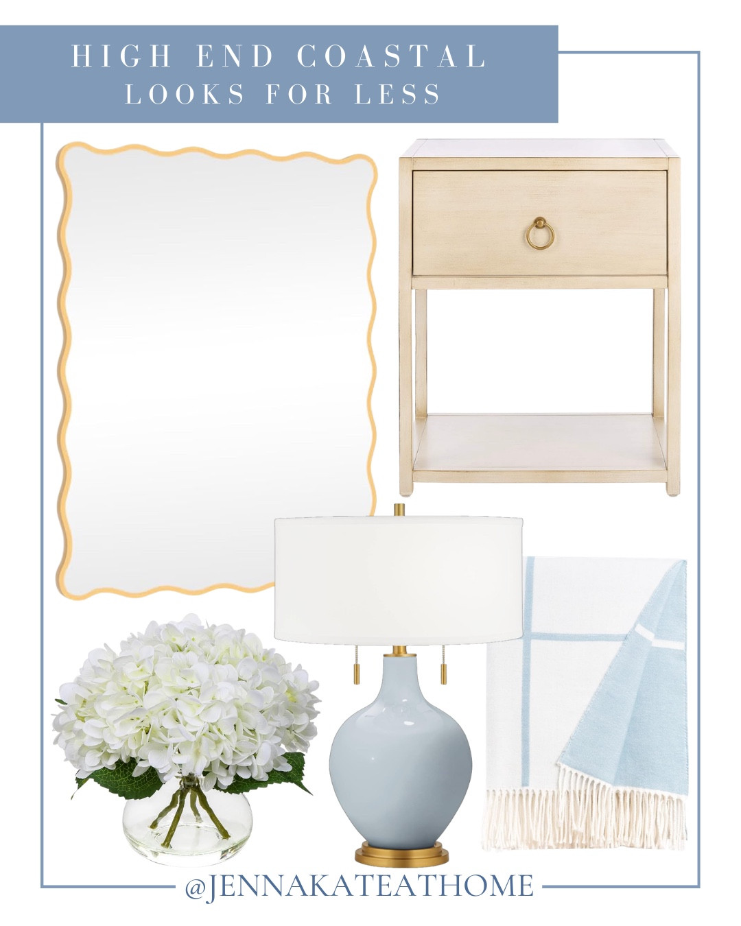 High end coastal looks for less include side table, mirror, lamp, faux florals, throw blanket.

Coastal home, coastal decor, home decor, home accentss

#LTKvlog #LTKHome #LTKSeasonal
