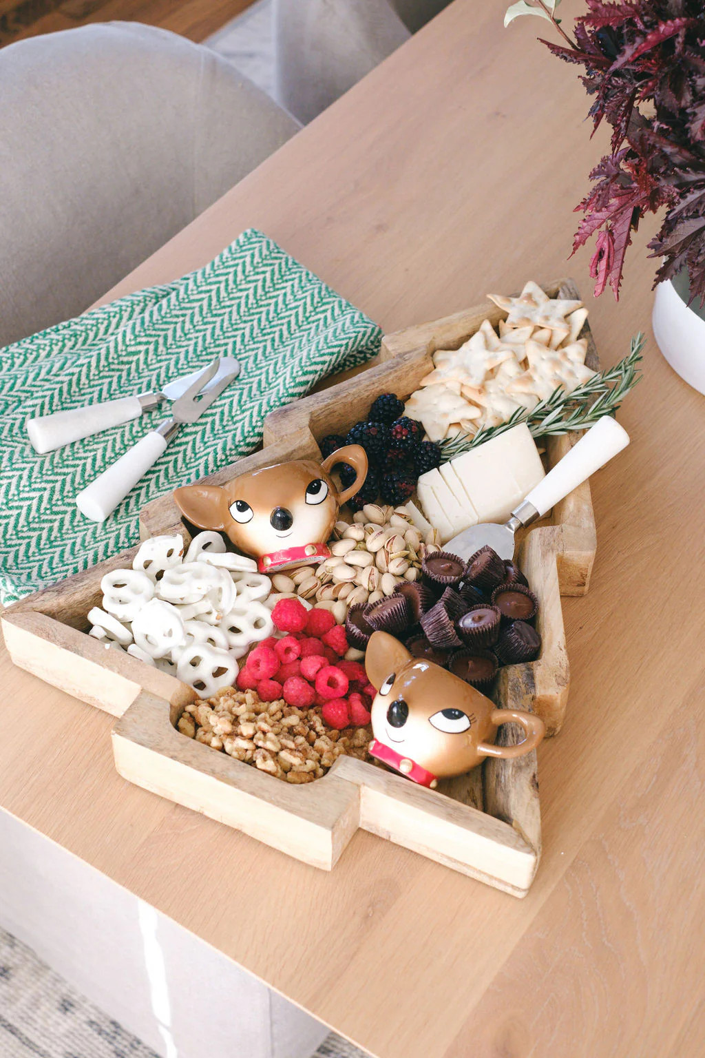 Wooden Tree Tray | Pink Antlers