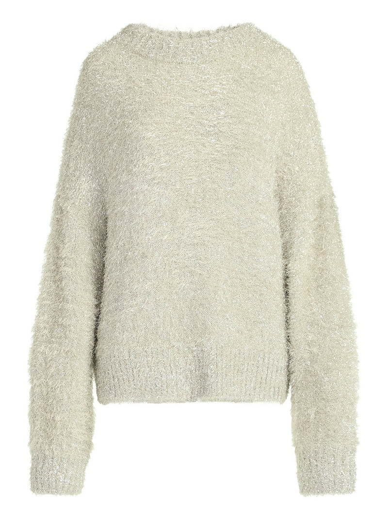 Scoop Women's Tinsel Knit Tunic Sweater with Long Sleeves, Midweight, Sizes, XS-XXL | Walmart (US)