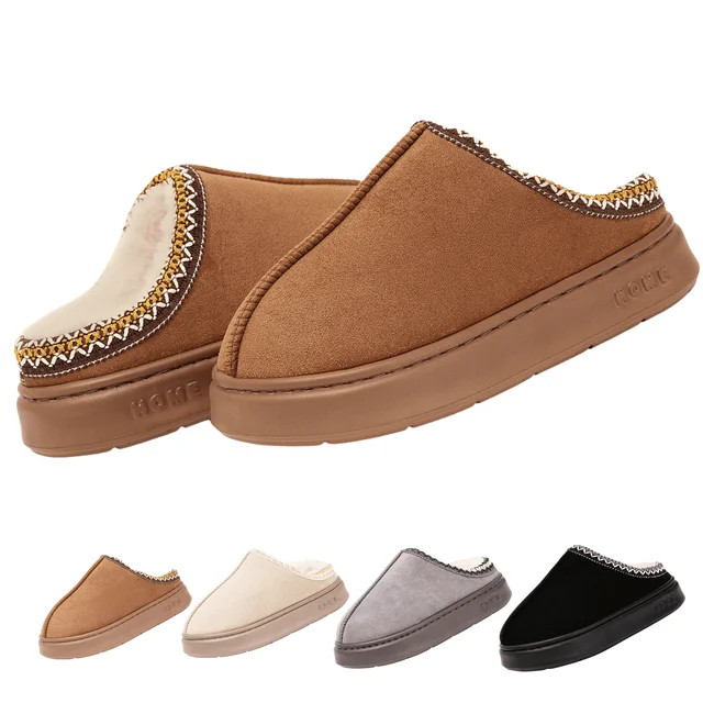 BERANMEY Cozy Platform Fuzzy Slippers for Women and Men Short Ankle Slippers with Anti-Slip Sole ... | Walmart (US)