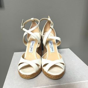 Jimmy choo wedge sandal, white, 39.5 | Poshmark