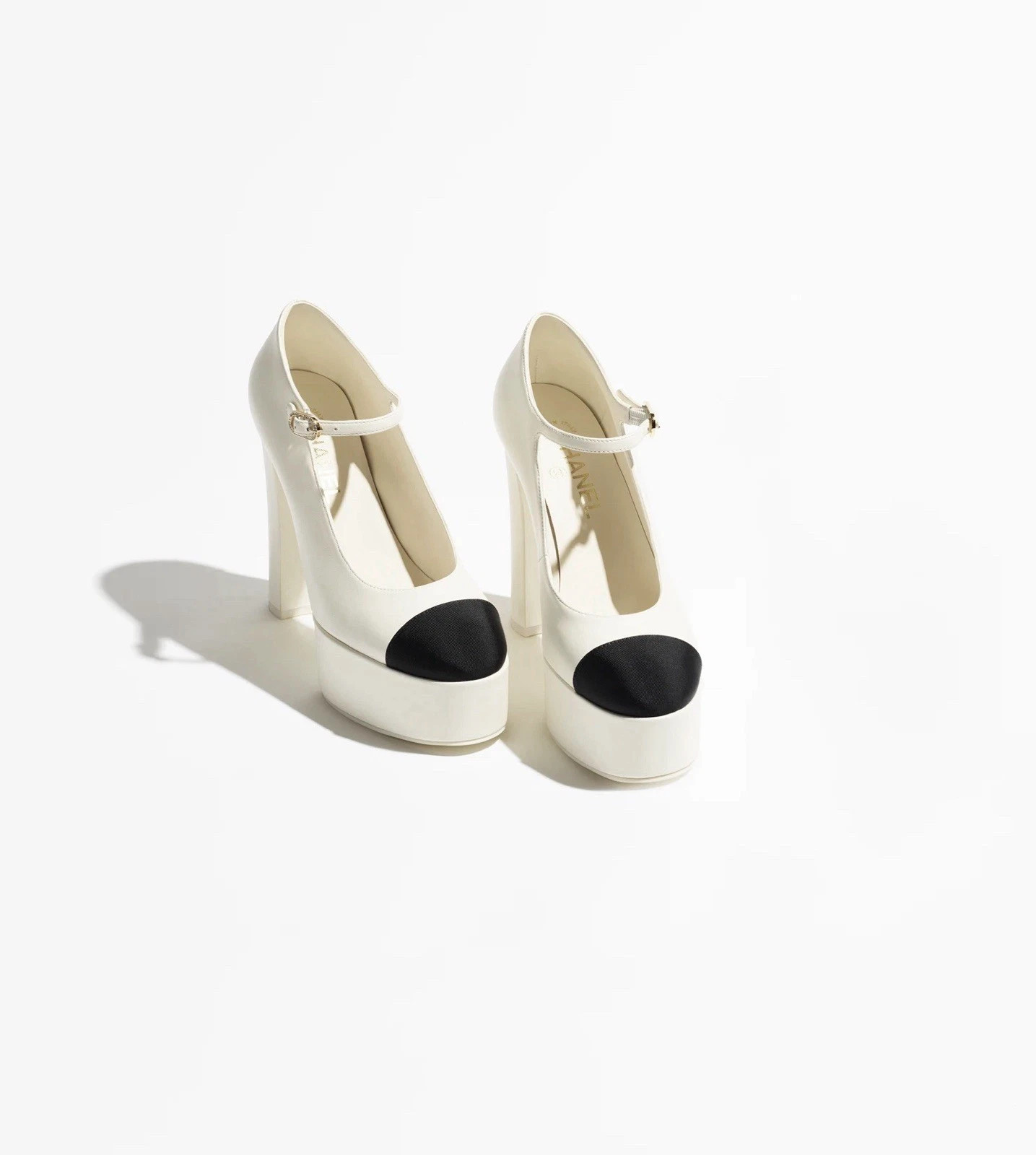 BNIB Chanel 25S Mary Jane Platform Ivory/Black - Size 38 | eBay US