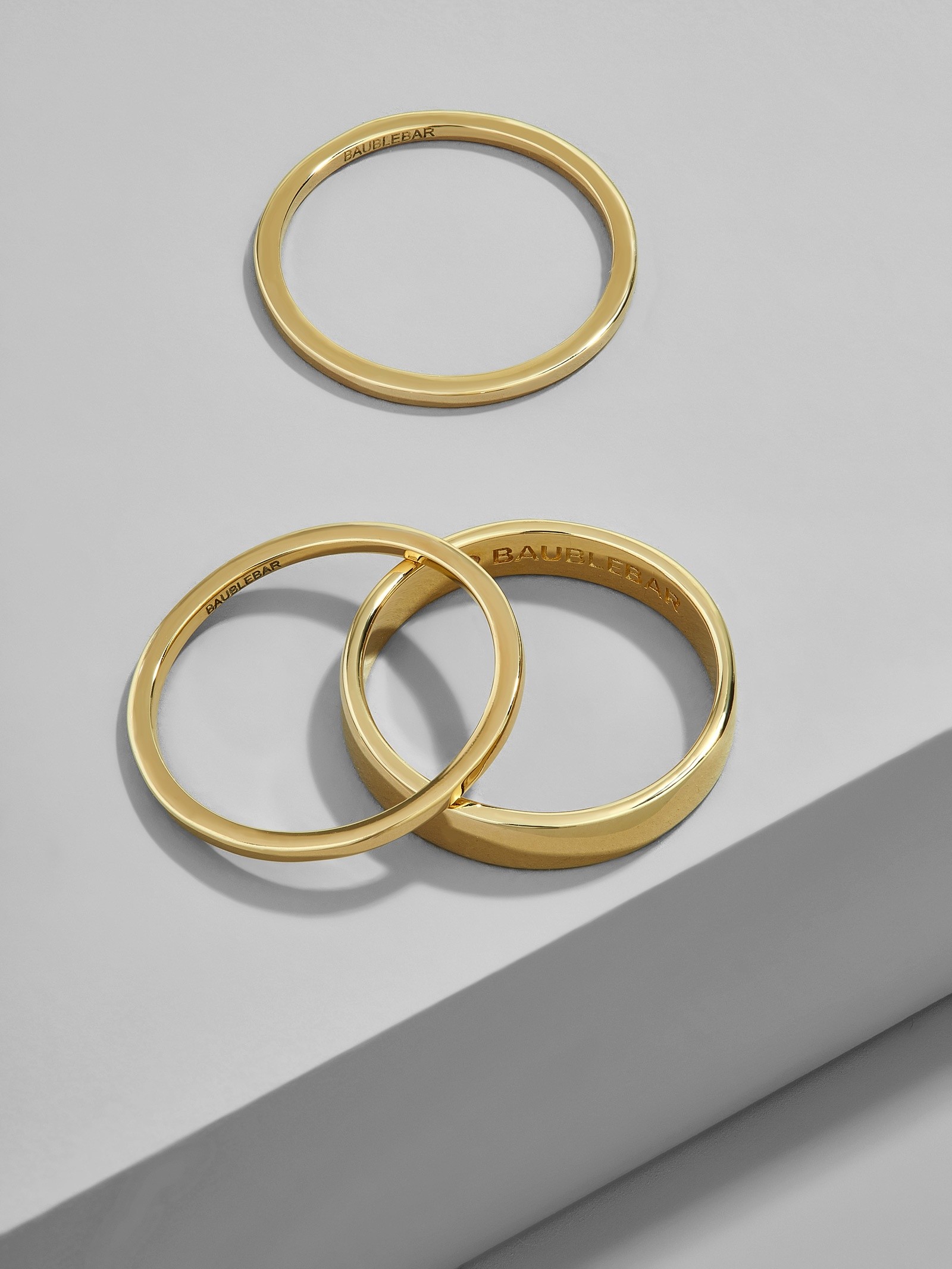 Tris 18K Gold Plated Stacking Ring Set | BaubleBar (US)