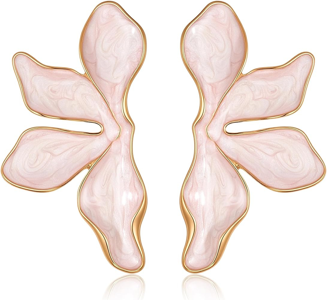 Gold Statement Earrings for Women: Large Flower Earrings Dangle Trendy Petal Drop Earring Floral ... | Amazon (US)
