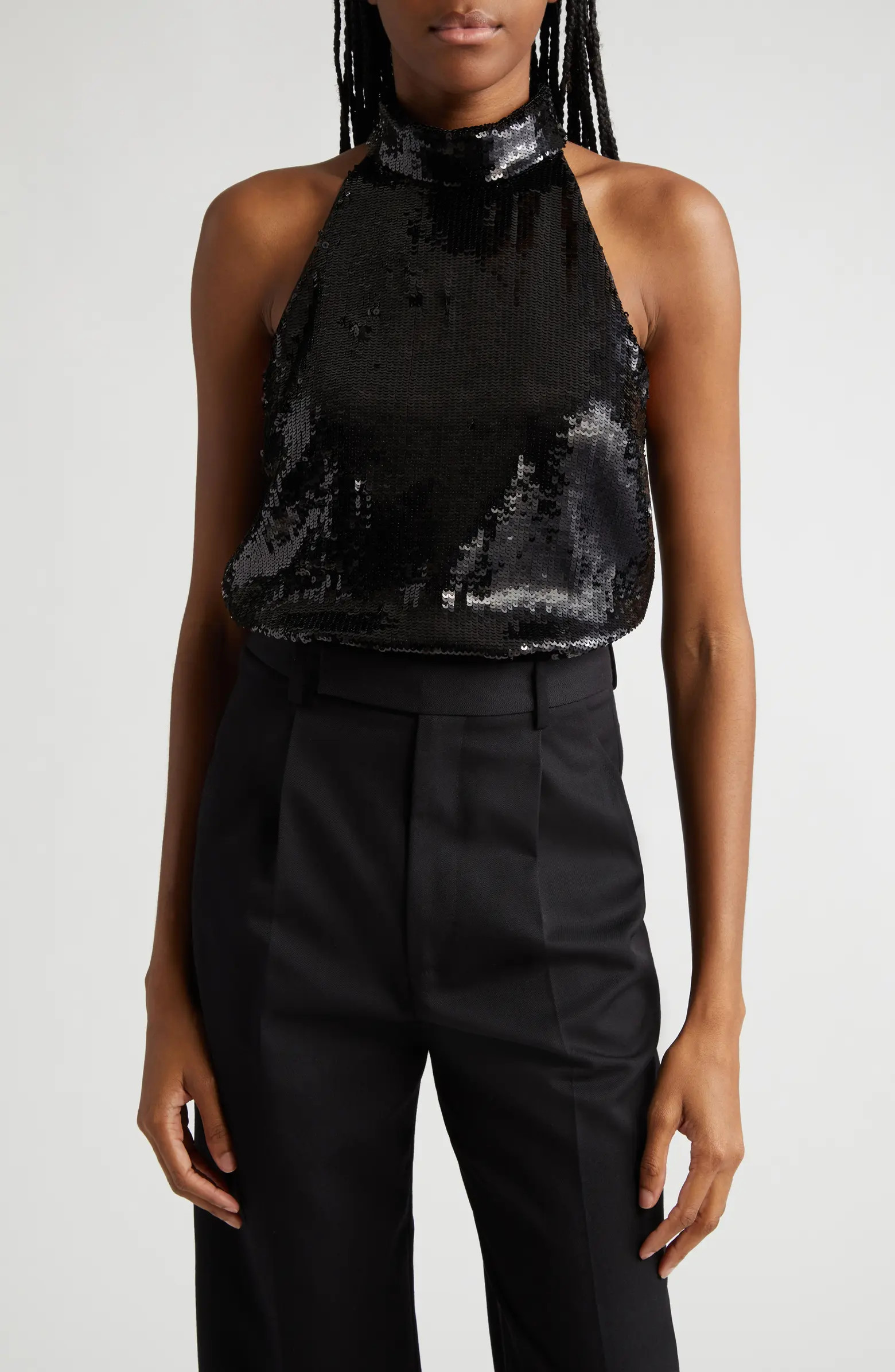 Sequin Mock Neck Sleeveless Top | Nordstrom