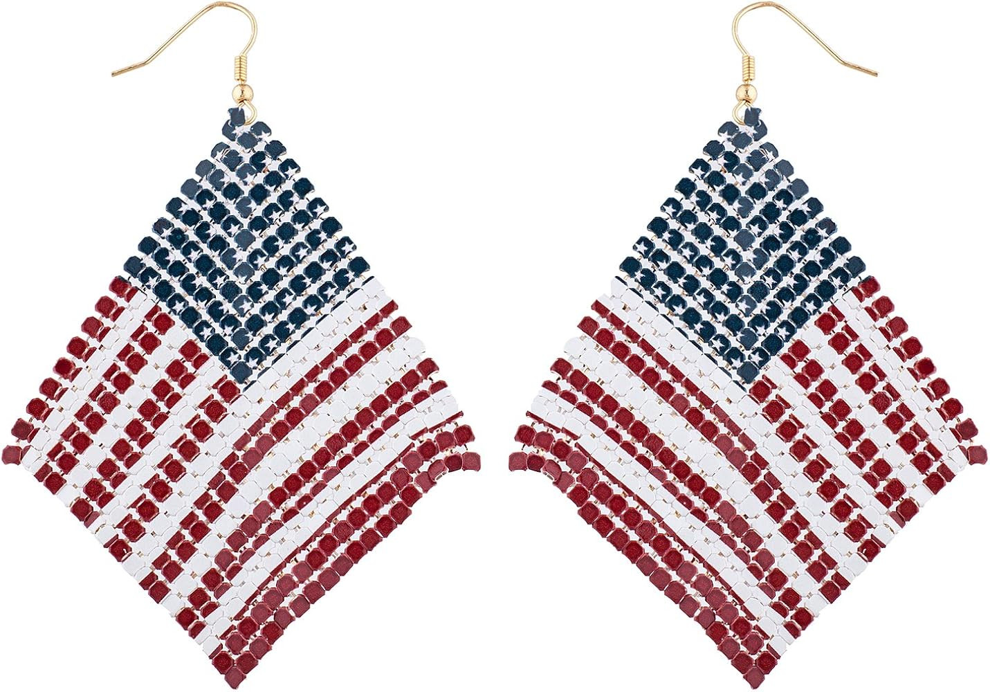 Lux Accessories Gold Flag America Americana 4th of July American pride Independence Day Earrings | Amazon (US)