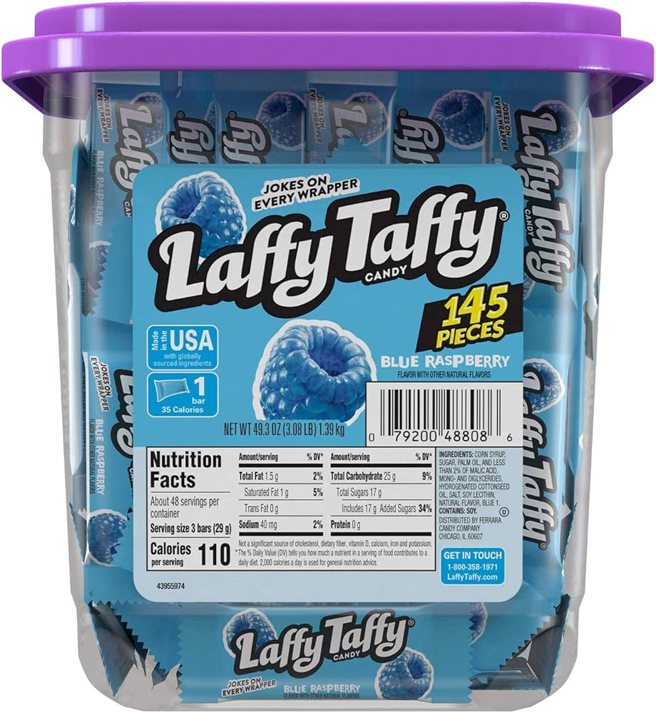 Laffy Taffy Candy, Blue Raspberry Flavored, Individually Wrapped Candy (145 Pieces) | Amazon (US)