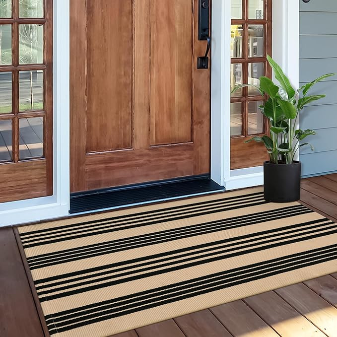 OJIA Fall Front Door Mat 24"x51", Machine Washable Porch Rug Halloween Outdoor Door Mat Striped E... | Amazon (US)