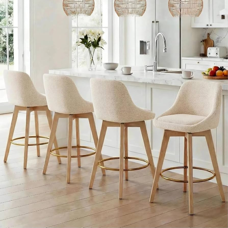 Zesthouse Swivel Counter Height Stools Set of 4, 26" Wooden Barstools with Back & Solid Wood Legs... | Amazon (US)