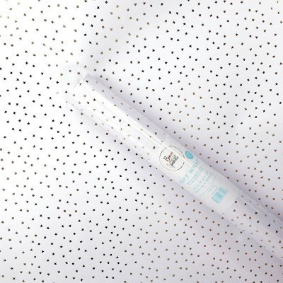 Bows And Sparkles 96"x30" Foil Print Gold Stars Gift Wrapping Paper White/Gold | Target