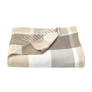Lavish Home Oversized Faux Cashmere Stone Plaid Acrylic Fireside Throw Blanket 66HD-Throw013 - Th... | The Home Depot