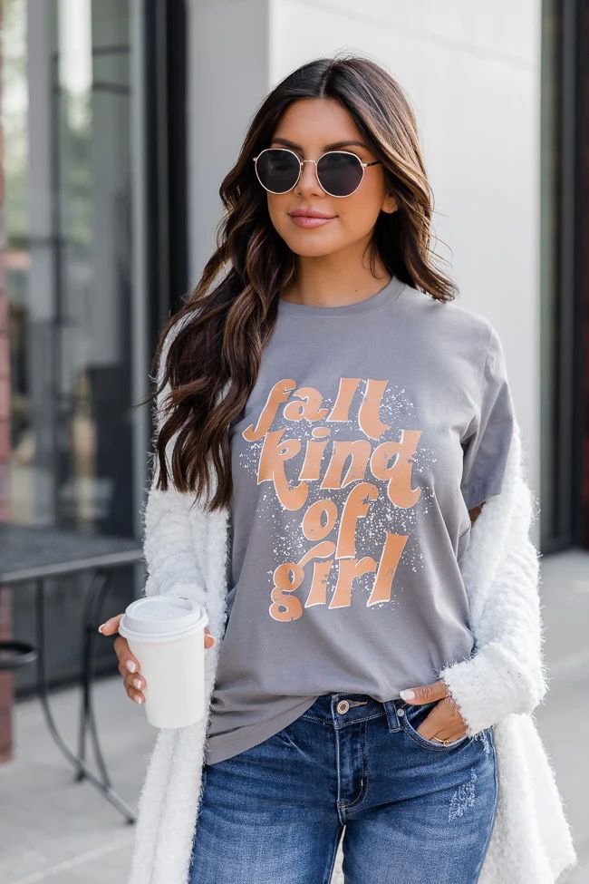 Fall Kind Of Girl Grey Graphic Tee | The Pink Lily Boutique