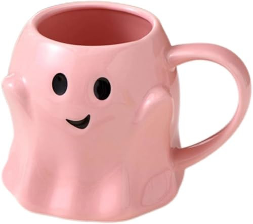 Halloween Mug Novelty Ghost Mug 3D Cute Ceramic Coffee Cup Perfect for Halloween Decor and Christmas Birthday White Elephant Gifts for Coffee Milk Tea Lover (Pink) | Amazon (US)