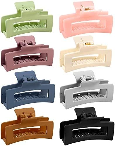 8pcs Hair Clips Set, Non-slip Hair Claw Clips Rectangle Claw Clips 3.5 in. Acrylic Banana Claw Cl... | Amazon (US)