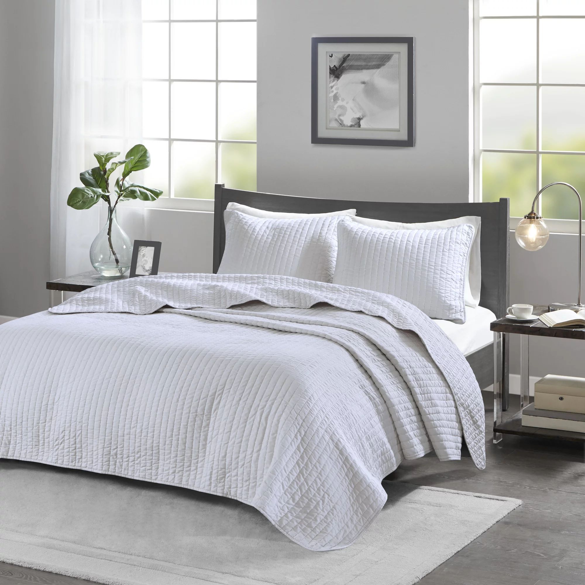 Home Essence Mitchell Reversible Coverlet Set, White, King/Cal King | Walmart (US)