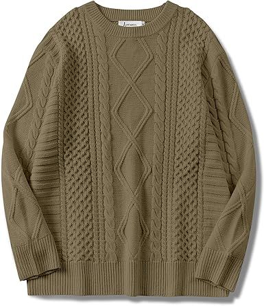 ANRABESS Sweaters for Women Oversized Crewneck Long Sleeve Casual Loose Cable Knit Pullover Tops ... | Amazon (US)