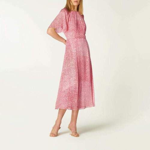 L.K.Bennett Elowen Pink Animal Print Round Neck Fit & Flare Midi Tea Dress $500  | eBay | eBay US