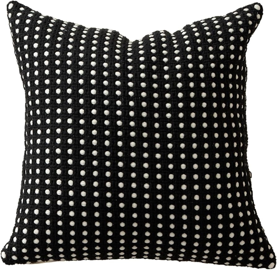 MOCOFO Black and White Throw Pillow Cover-Cotton Woven Pillowcase(18x18) (Black) | Amazon (US)
