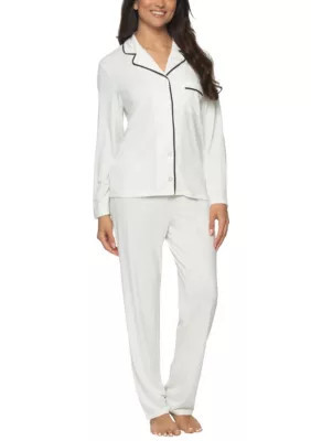 Felina Women's Jessie Long Sleeve Pajama Set, White, Large | Belk