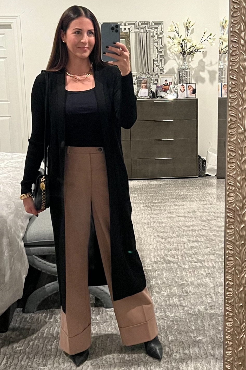 Easy Fall look to recreate.. duster, wide leg pant, pointed toe bootie and chunky chain 

#LTKBacktoSchool #LTKstyletip #LTKSeasonal