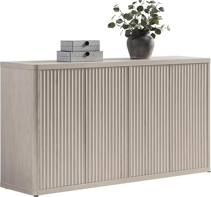 SICOTAS Buffet Cabinet with Storage Accent Sideboard with 4 Doors Fluted Credenza Modern Buffet T... | Amazon (US)