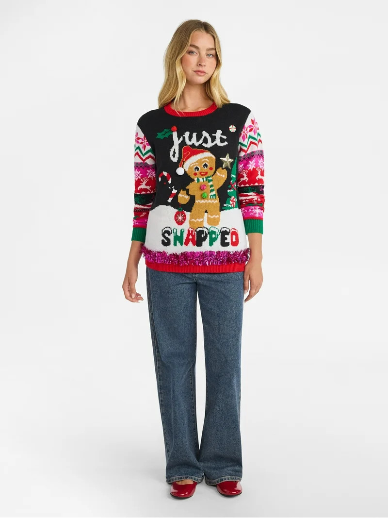 No Boundaries Christmas Sweater, Lightweight, Women's | Walmart (US)