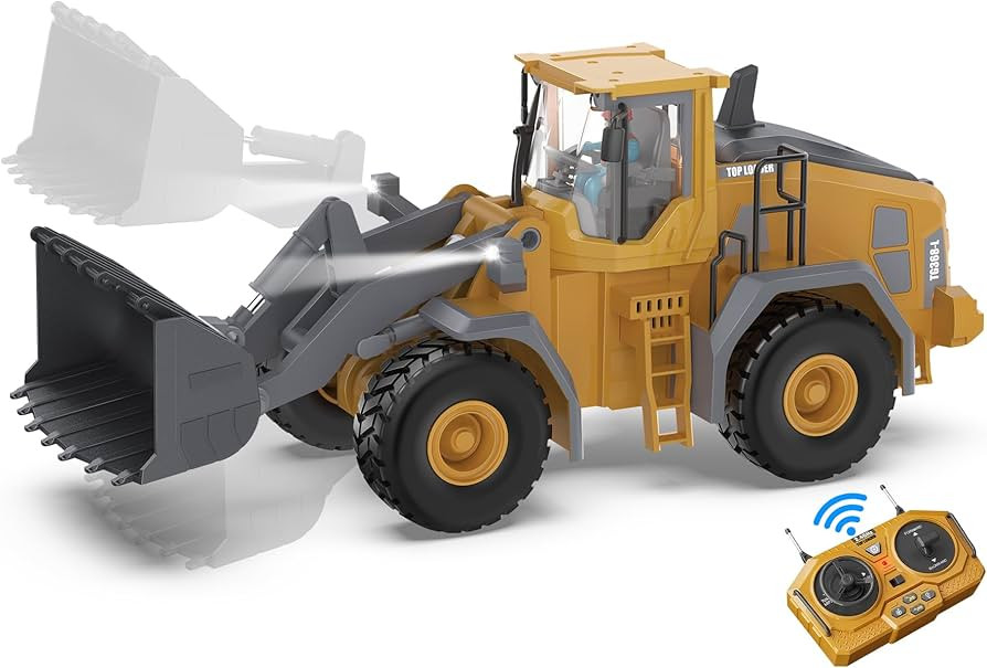 9-Channel Metal RC Wheel Loader - Remote Control Kids Construction Play Toys with Realistic Light... | Amazon (US)