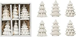One Holiday Way Set of 6 2.5-Inch Small White Stoneware Ceramic Christmas Tree Figurines - Firepl... | Amazon (CA)