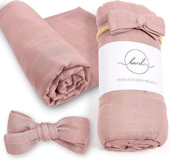 Baby Want Designs Neutral Swaddles for Newborns & Bow — 47x47 Inches 70% Viscose Derived from B... | Amazon (US)