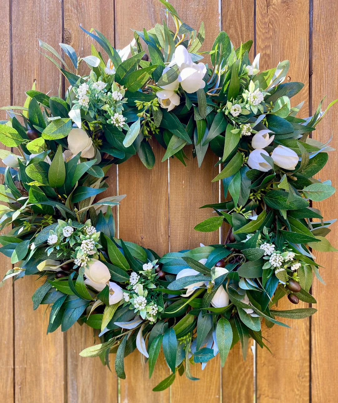 Tulip Spring Wreath: Faux Olive & Eucalyptus, Farmhouse Decor | Etsy (US)
