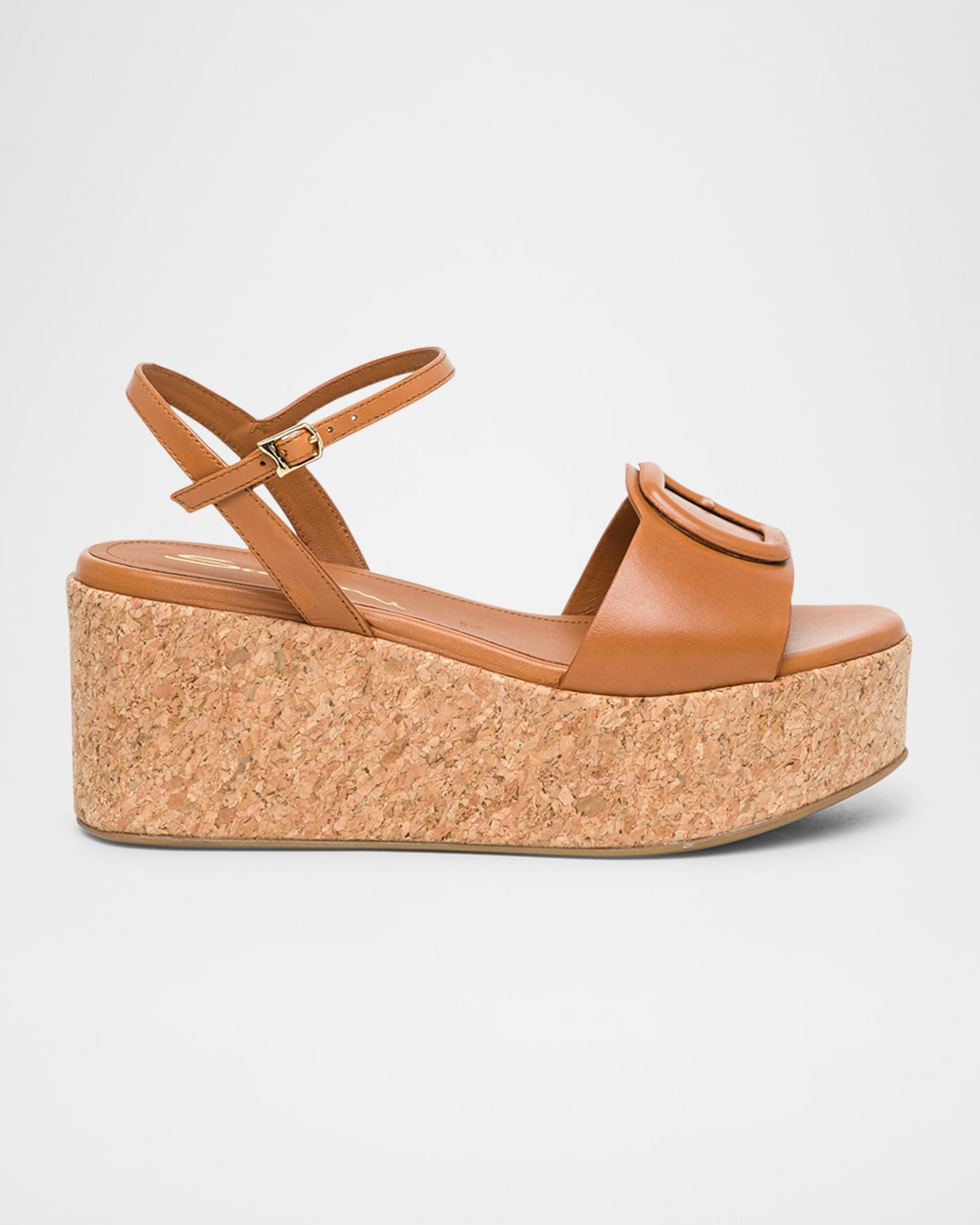 Marta Leather Buckle Wedge Sandals | Neiman Marcus
