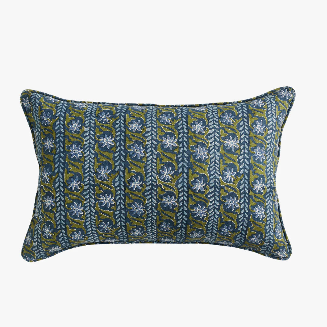 Oia Moss Azure Lumbar Pillow Cover | Dear Keaton