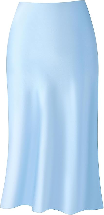 Womens Leopard Print Skirt Midi Long Length Silk Satin High Waist Elastic Skirts | Amazon (US)