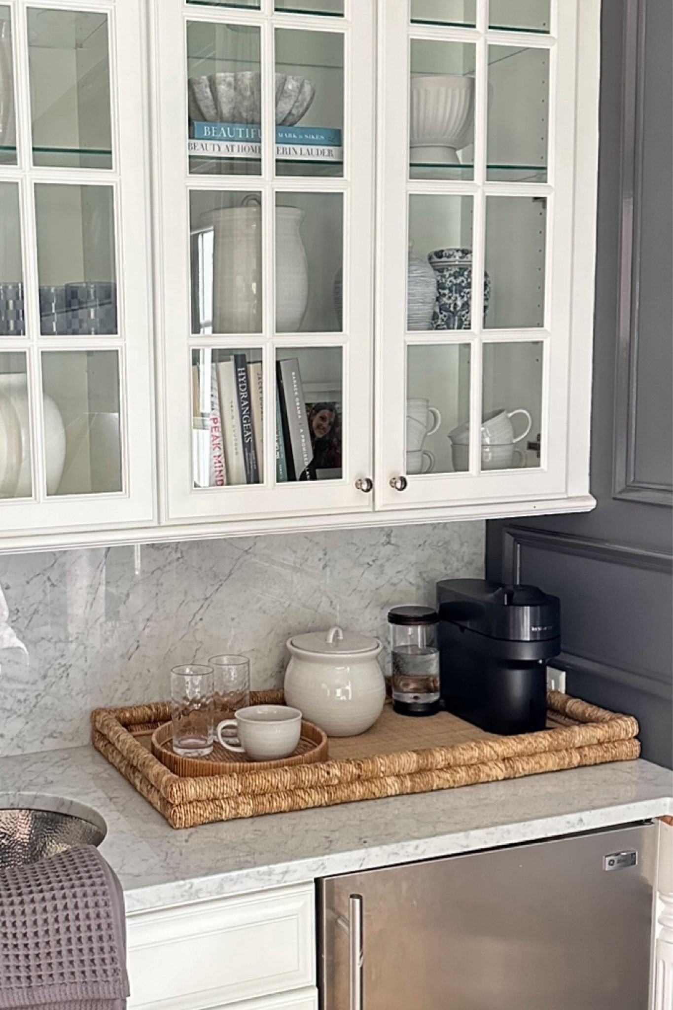 Serena & Lily Beaufort Tray and my coffee bar with target pieces.