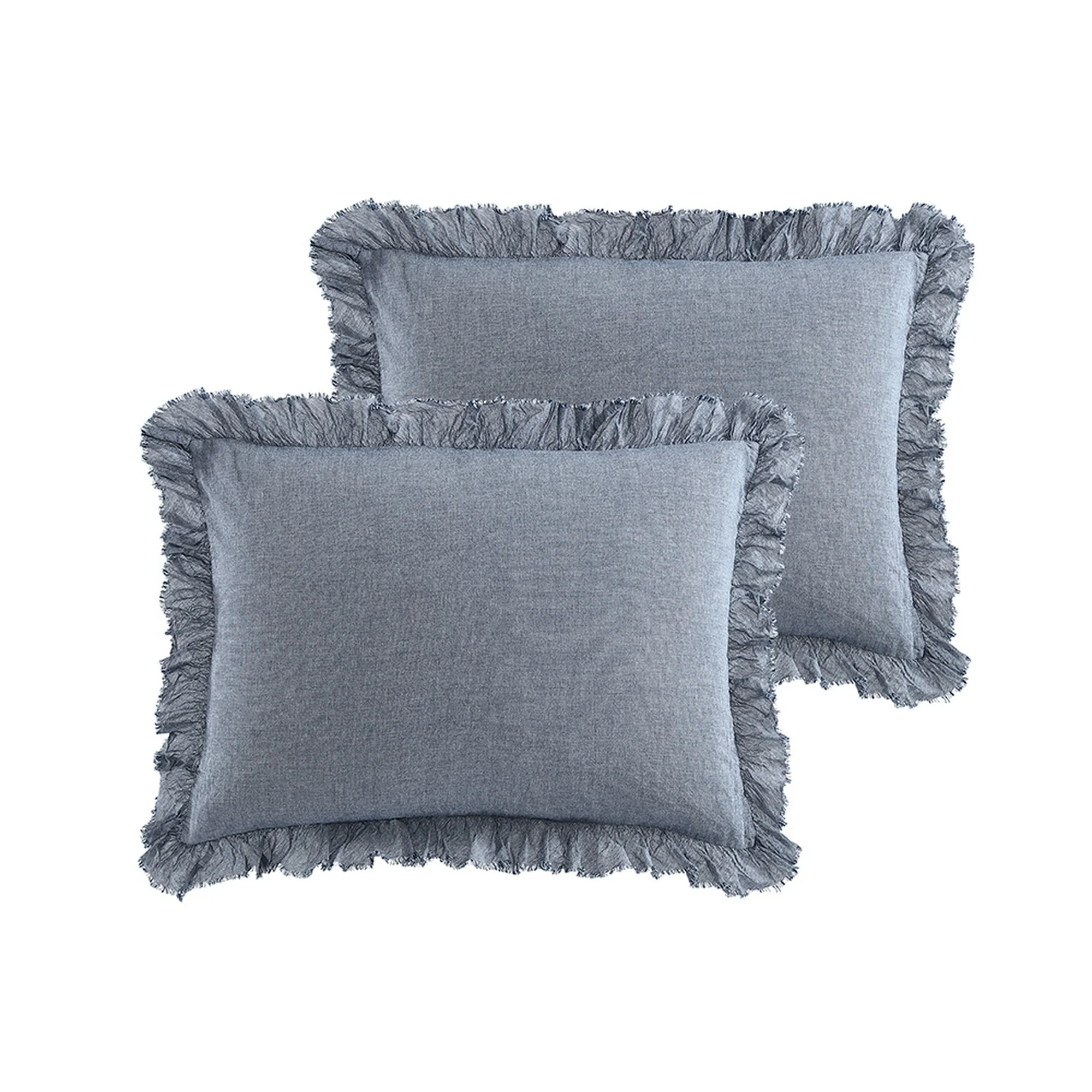 Better Homes and Gardens Standard Ruffled Chambray Pillow Sham, Blue, 2 Pack | Walmart (US)