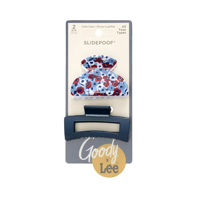 Goody x Lee Medium Claw Hair Clips, No-Slip Grip, All Hair Types, 2-Pack | Walmart (US)