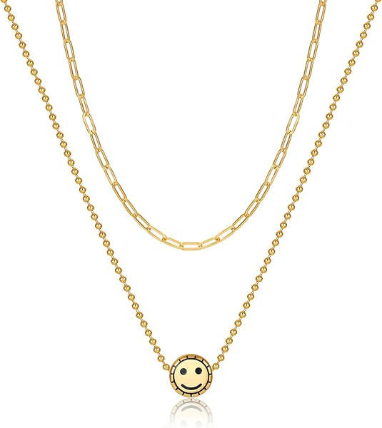 Layered 14K Gold Plated Necklace for Women | Embrace Pendant Stack with Dainty Paperclip Link Cha... | Amazon (US)