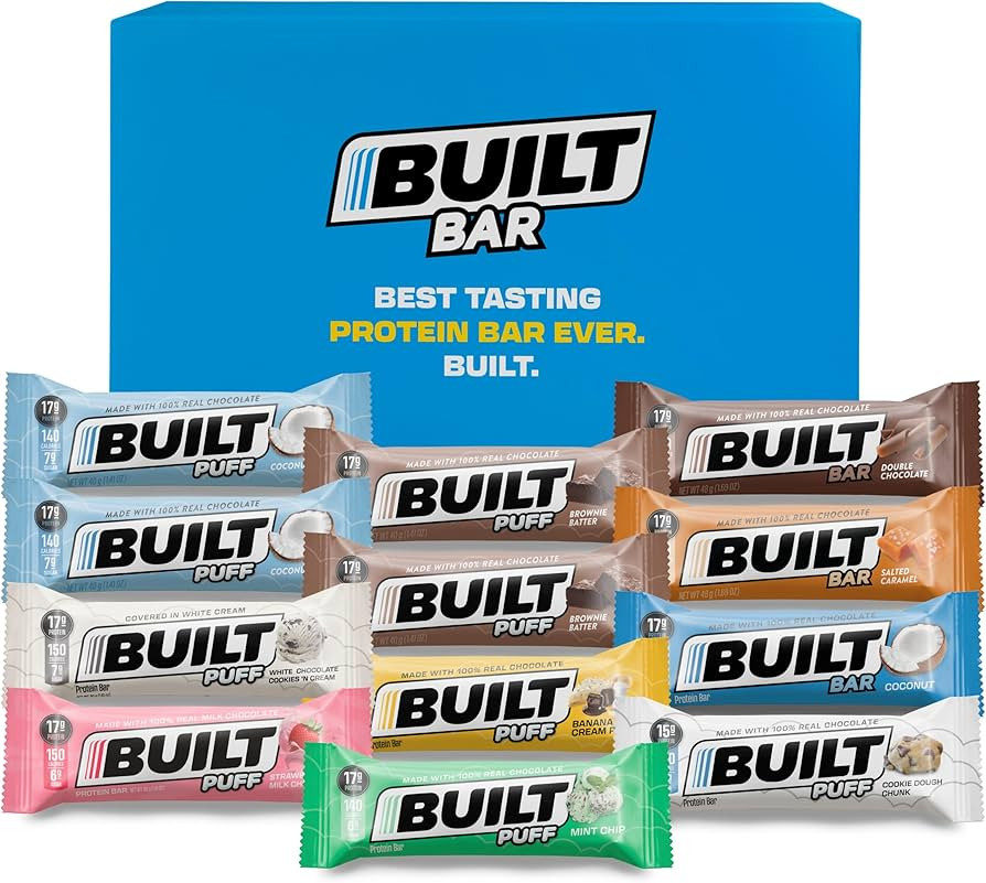 Built Protein Bars Variety Pack, 17g High Protein Bars, On-the-go Protein Snacks & Breakfast Bar ... | Amazon (US)