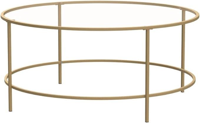 Sauder 417830 Int Lux Coffee Table Round, Glass / Gold Finish | Amazon (US)
