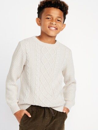 Long-Sleeve Cable-Knit Crew Neck Sweater for Boys | Old Navy (CA)